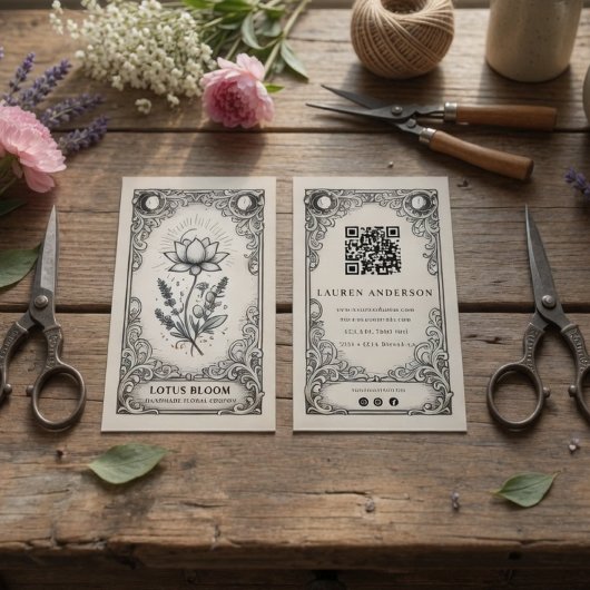 Carte de visite de fleuriste céleste vintage | Mys