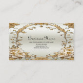 Carte de visite de fleurs blanches ornées dorées (Dos)