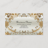 Carte de visite de fleurs blanches ornées dorées (Dos)