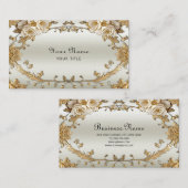 Carte de visite de fleurs blanches ornées dorées (Devant / Derrière)