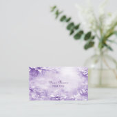Carte de visite de fleurs blanches violettes (Debout devant)