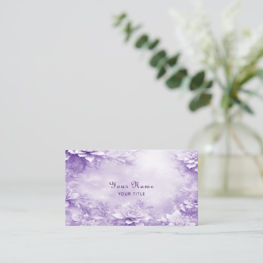 Carte de visite de fleurs blanches violettes (Debout devant)