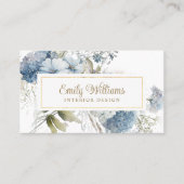 Carte de visite de fleurs bleu aquarelle (Devant)