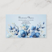 Carte de visite de fleurs bleu aquarelle (Dos)