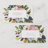 Carte de visite de fleurs de bouquet peintes à l'h (Devant / Derrière)