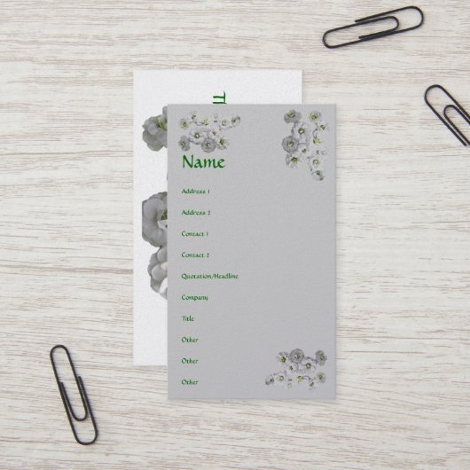 Carte de visite de fleurs de couronnes nuptiales (Devant/Arrière en situation)