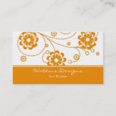 Carte de visite de fleurs de défilement orange (Devant)