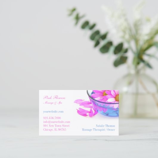 Carte de visite de fleurs de massage spa (Debout devant)