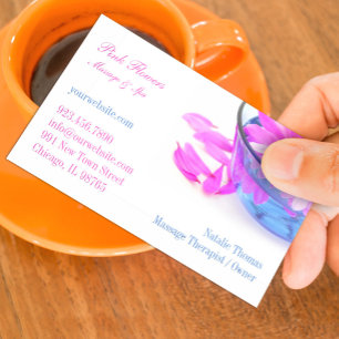 Carte de visite de fleurs de massage spa