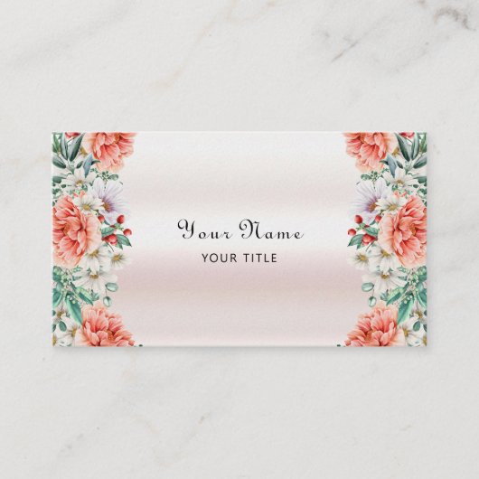 Carte de visite de fleurs de pivoine aquarelle (Devant)