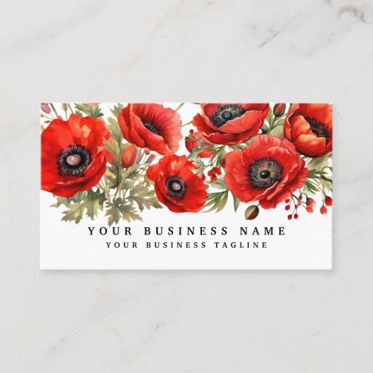 Carte de visite de fleurs de Red Poppies (Devant)