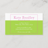 Carte de visite de fleurs de tulipes roses et vert (Dos)