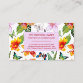Carte de visite de fleurs et papillons tropicaux (Dos)