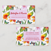Carte de visite de fleurs et papillons tropicaux (Devant / Derrière)