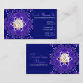 Carte de visite de fleurs géométriques violet+bleu (Devant / Derrière)