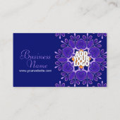 Carte de visite de fleurs géométriques violet+bleu (Dos)