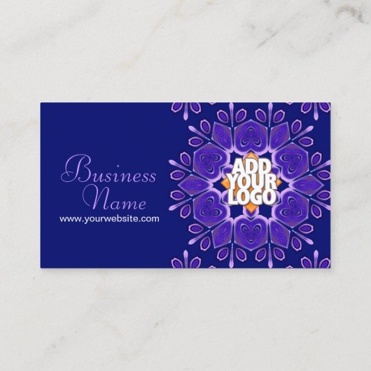 Carte de visite de fleurs géométriques violet+bleu (Dos)