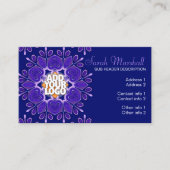 Carte de visite de fleurs géométriques violet+bleu (Devant)