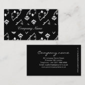 Carte de visite de fleurs noir rétro (Devant / Derrière)
