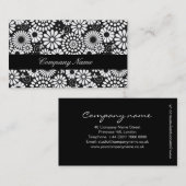 Carte de visite de fleurs noir rétro (Devant / Derrière)
