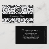 Carte de visite de fleurs noir rétro (Devant / Derrière)