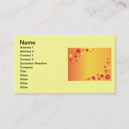 Carte de visite de fleurs orange (Devant)