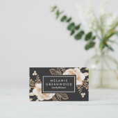 Carte de visite de fleurs peintes à la main en or (Debout devant)