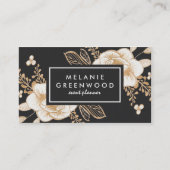 Carte de visite de fleurs peintes à la main en or (Devant)