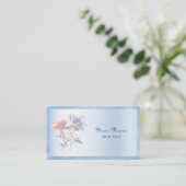 Carte de visite de fleurs rose bleue (Debout devant)