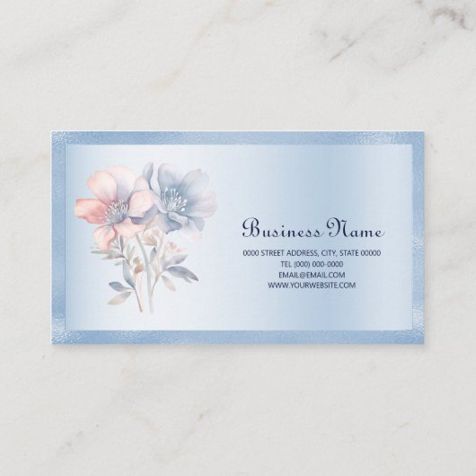 Carte de visite de fleurs rose bleue (Dos)