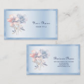 Carte de visite de fleurs rose bleue (Devant / Derrière)