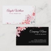 Carte de visite de fleurs roses (Devant / Derrière)