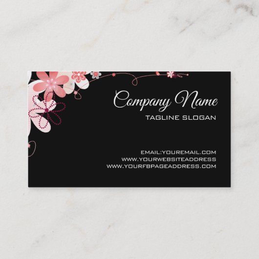 Carte de visite de fleurs roses (Dos)