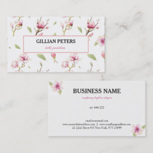 Carte de visite De Fleurs Roses Et Blanches