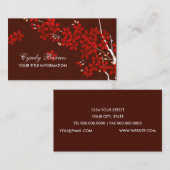 Carte de visite de fleurs rouges (Devant / Derrière)