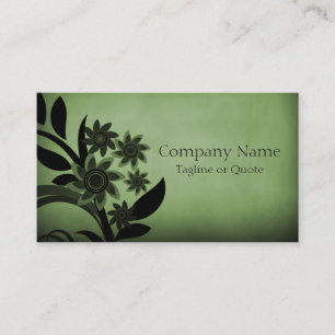 Carte de visite de fleurs sombres, vert de forêt