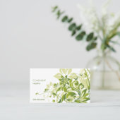 Carte de visite de fleurs vertes (Debout devant)