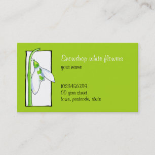 Carte de visite de fleurs vertes blanches
