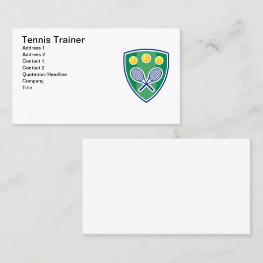 Carte de visite de formation de tennis (Devant / Derrière)
