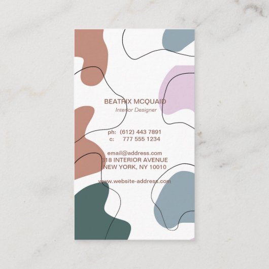 Carte de visite de formes Abstraites chic moderne (Dos)