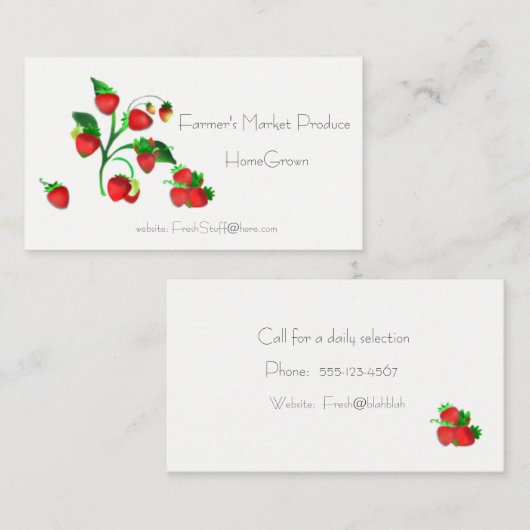 Carte de visite de fraise (Devant / Derrière)