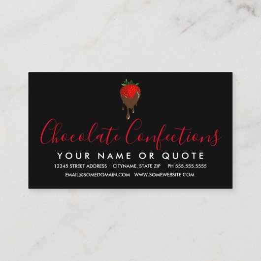 carte de visite de fraise au chocolat (Dos)