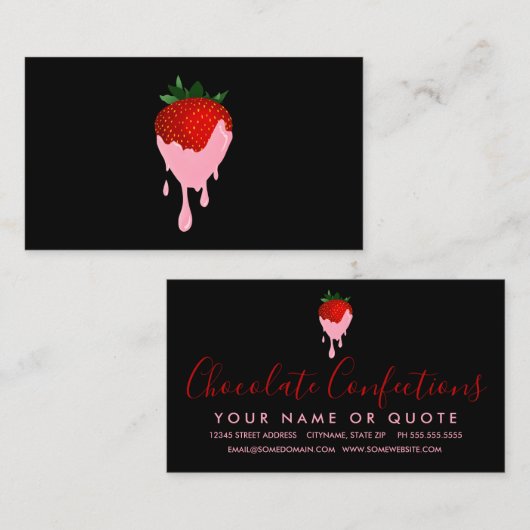carte de visite de fraise chocolat fraise fraise f (Devant / Derrière)