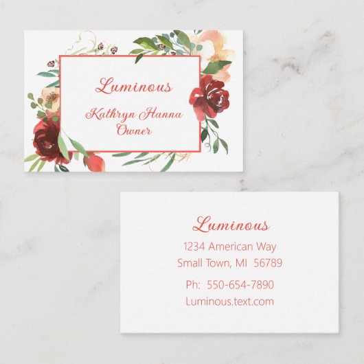 Carte de visite de frontière floral rustique et co (Devant / Derrière)