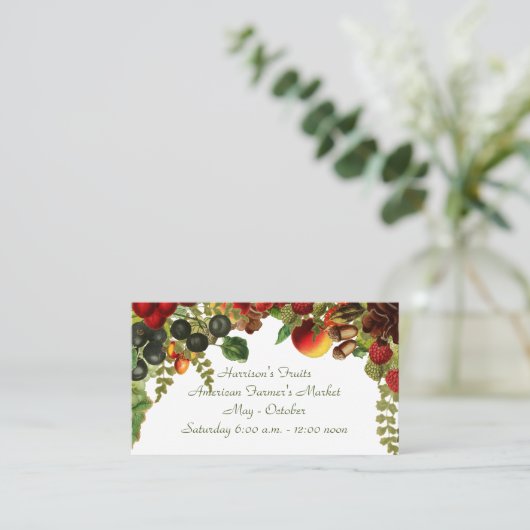Carte de visite de fruits de récolte (Debout devant)