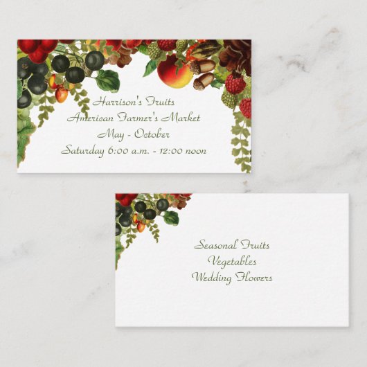 Carte de visite de fruits de récolte (Devant / Derrière)
