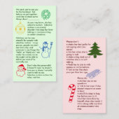 Carte de visite de garçon de Noël avec mutisme sél (Devant / Derrière)