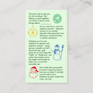 Carte de visite de garçon de Noël avec mutisme sél