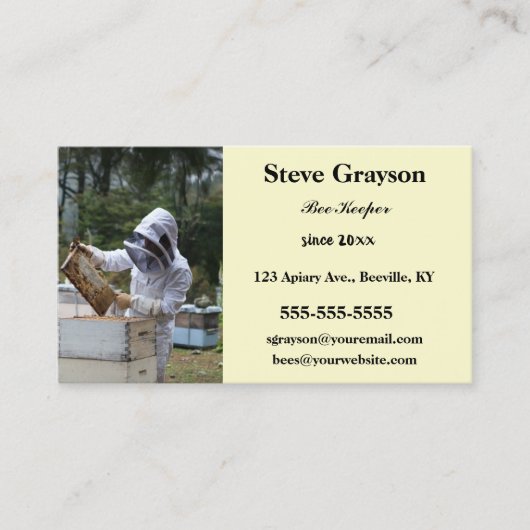Carte de visite de garde d'abeilles modifiable (Devant)