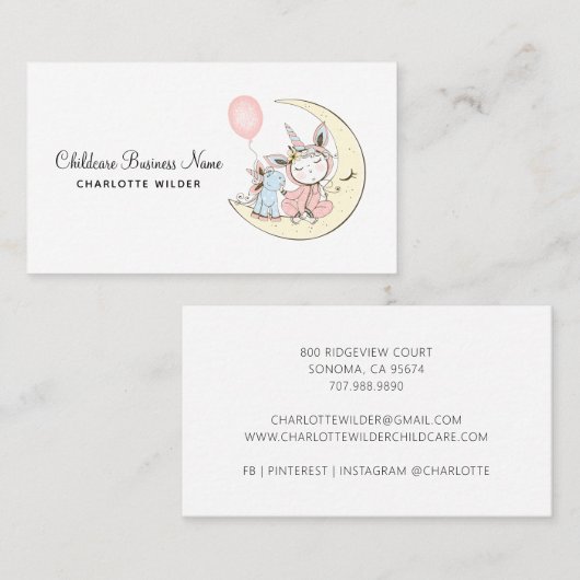 Carte de visite de garde d'enfants (Devant / Derrière)
